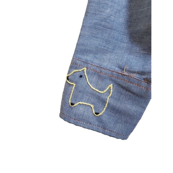 1970s Levis Orange Tab Shirt Boy's 5 Chambray Embroidered Vintage Plane Animals - Picture 10 of 10